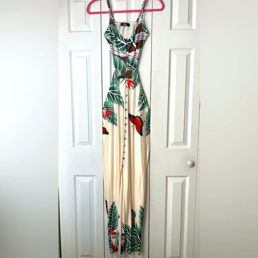 Button down silky butterfly dress